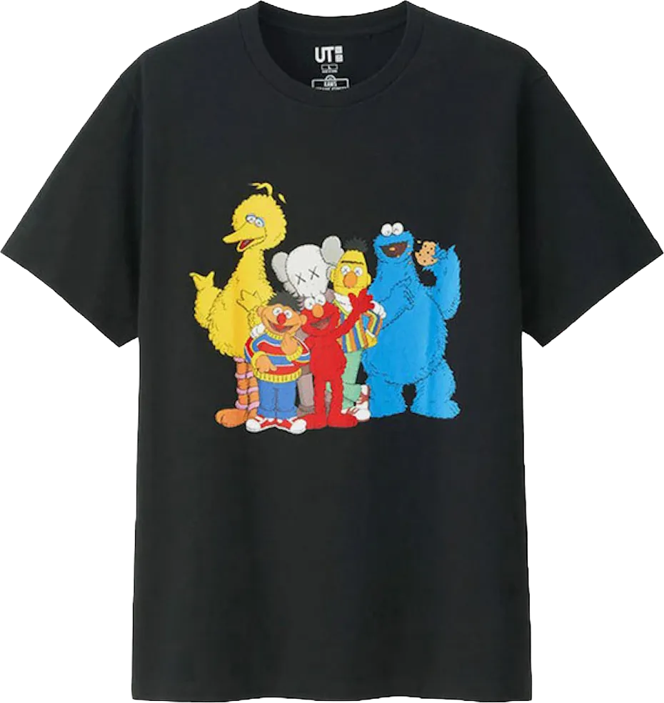 KAWS x Uniqlo x Sesame Street Group #2 Tee Black (US M)